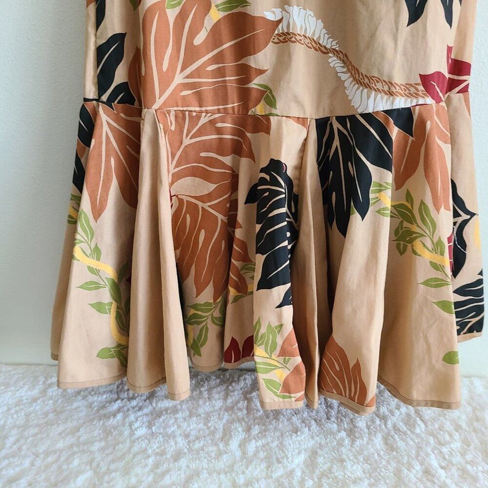 Vintage Rainbow Hawaii Two-Tiered Ruffle Brown Multi Color Maxi Dress Large - Picture 2 of 11